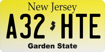 NJ license plate A32HTE