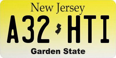 NJ license plate A32HTI