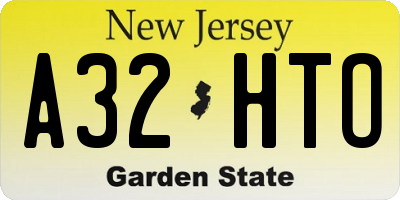 NJ license plate A32HTO