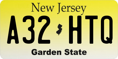 NJ license plate A32HTQ