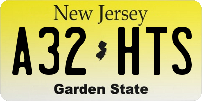 NJ license plate A32HTS