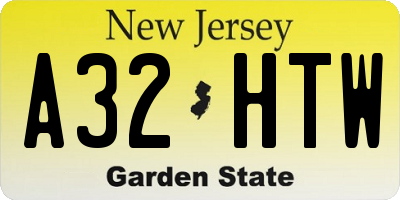 NJ license plate A32HTW