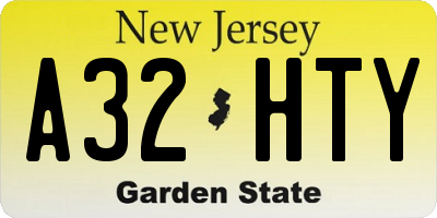 NJ license plate A32HTY