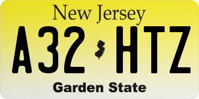 NJ license plate A32HTZ