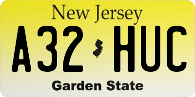 NJ license plate A32HUC