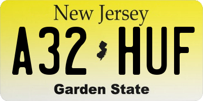 NJ license plate A32HUF