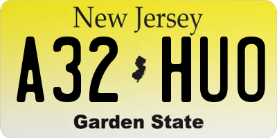 NJ license plate A32HUO