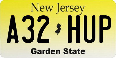 NJ license plate A32HUP
