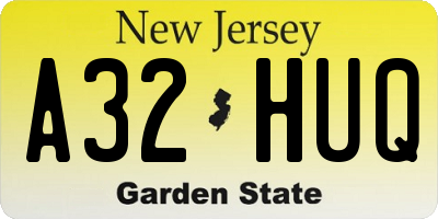 NJ license plate A32HUQ
