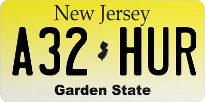 NJ license plate A32HUR
