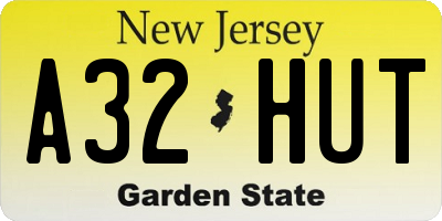NJ license plate A32HUT