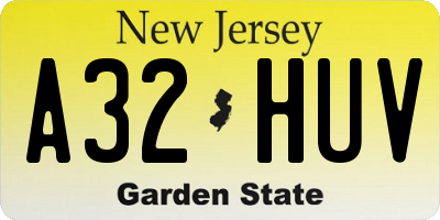 NJ license plate A32HUV