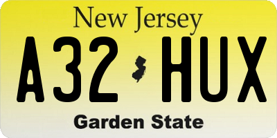 NJ license plate A32HUX