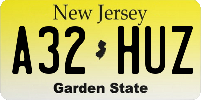 NJ license plate A32HUZ