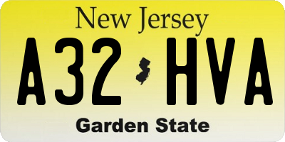 NJ license plate A32HVA