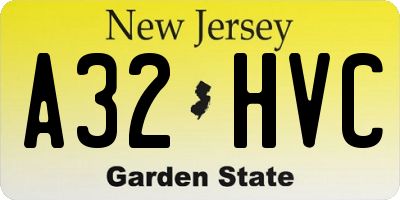 NJ license plate A32HVC