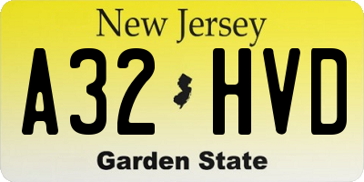 NJ license plate A32HVD