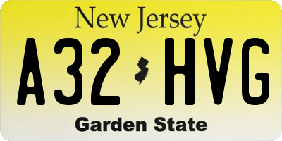 NJ license plate A32HVG