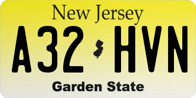 NJ license plate A32HVN