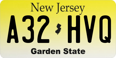 NJ license plate A32HVQ