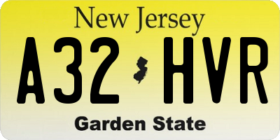 NJ license plate A32HVR