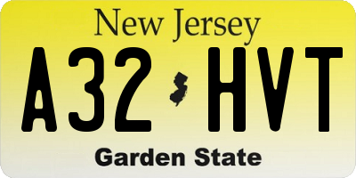 NJ license plate A32HVT