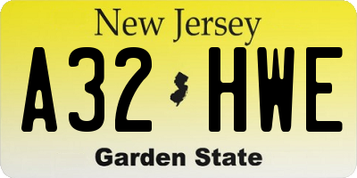 NJ license plate A32HWE