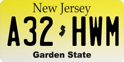 NJ license plate A32HWM