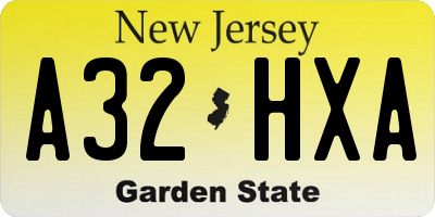 NJ license plate A32HXA