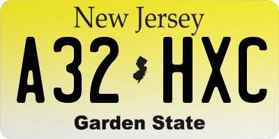 NJ license plate A32HXC