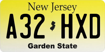 NJ license plate A32HXD