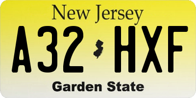 NJ license plate A32HXF
