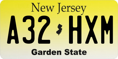 NJ license plate A32HXM