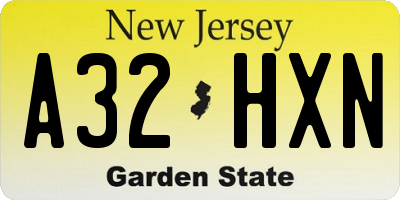 NJ license plate A32HXN