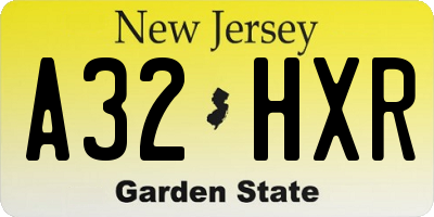 NJ license plate A32HXR