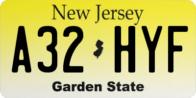 NJ license plate A32HYF