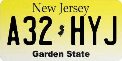NJ license plate A32HYJ