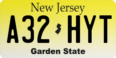 NJ license plate A32HYT