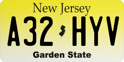NJ license plate A32HYV