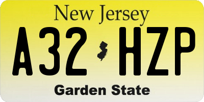 NJ license plate A32HZP