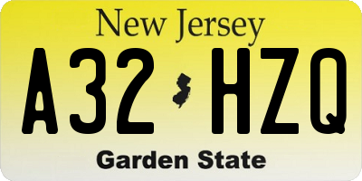 NJ license plate A32HZQ