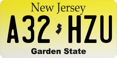 NJ license plate A32HZU