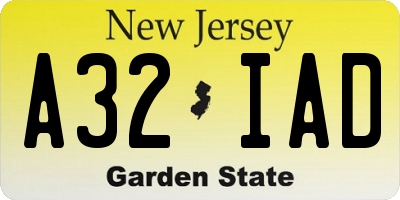 NJ license plate A32IAD