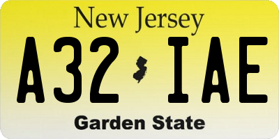NJ license plate A32IAE
