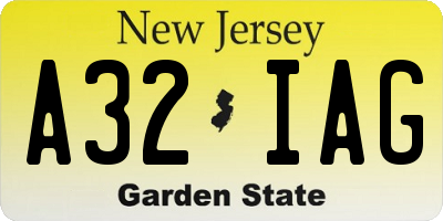 NJ license plate A32IAG