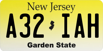 NJ license plate A32IAH