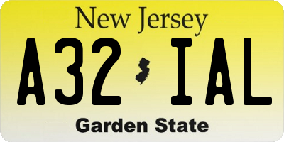 NJ license plate A32IAL