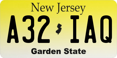 NJ license plate A32IAQ