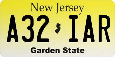 NJ license plate A32IAR