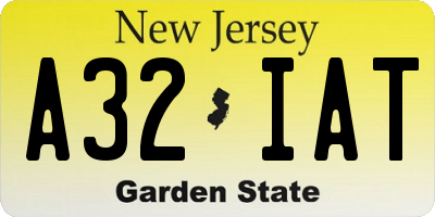NJ license plate A32IAT